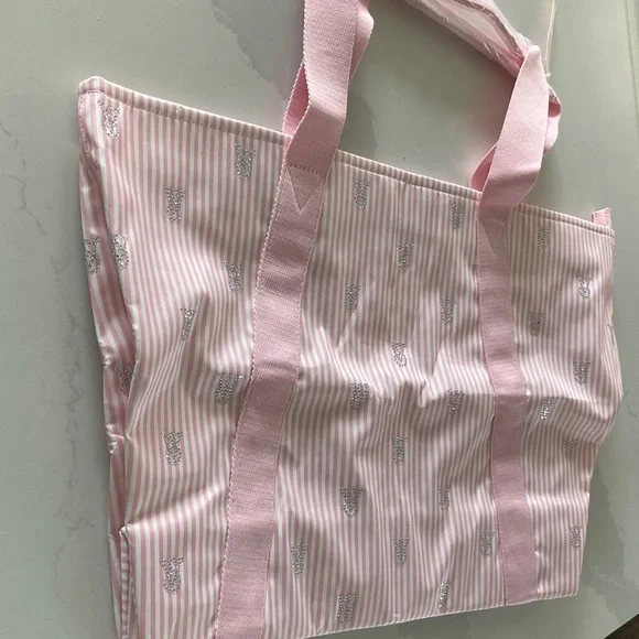 New VS Pink Striped Tote Bag - Picture 1 of 3